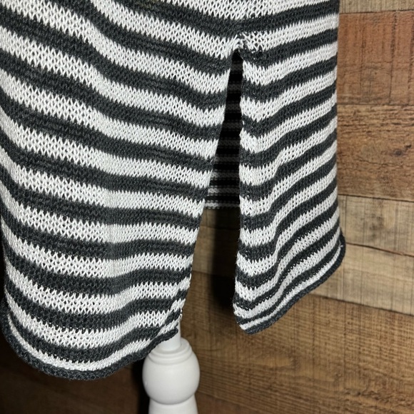 Eileen Fisher Graphite Organic Linen Knit Stripe Round Neck Tunic size Large - Picture 7 of 10